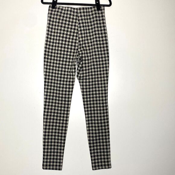Zara Gingham Plaid Zip Front High Waist Leggings Women's Size Medium - Picture 2 of 9